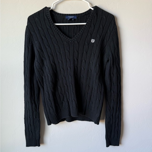 Chaps Dark V-Neck Cable Knit Sweater for Woman - Picture 1 of 5